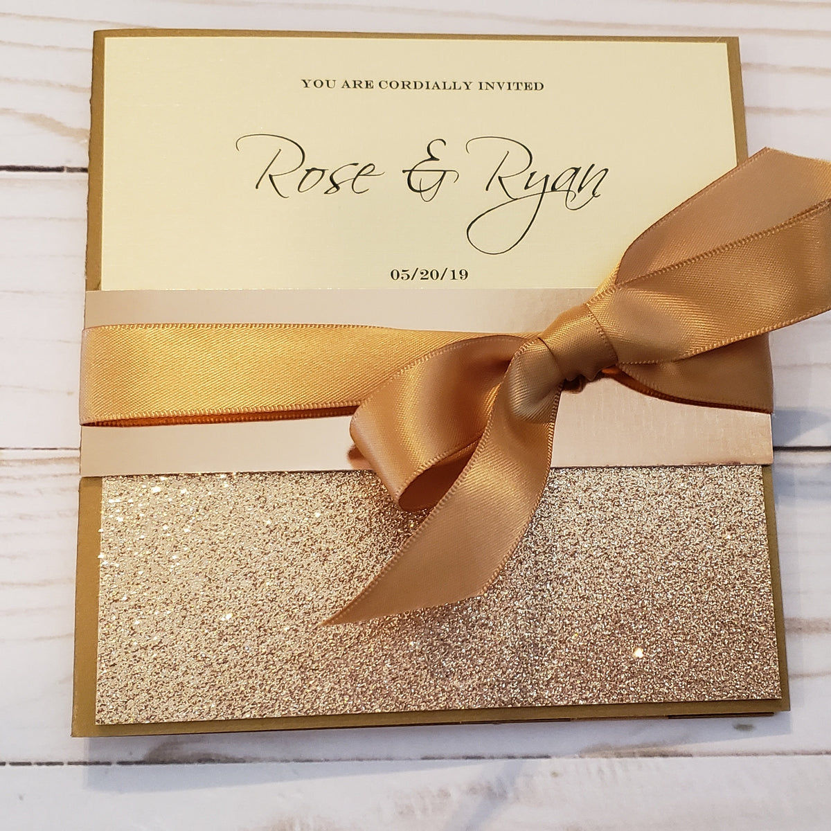 Rose Gold Glitter - mirror like - Pocket Designer Marriage Stationery Card  – Ink and Love