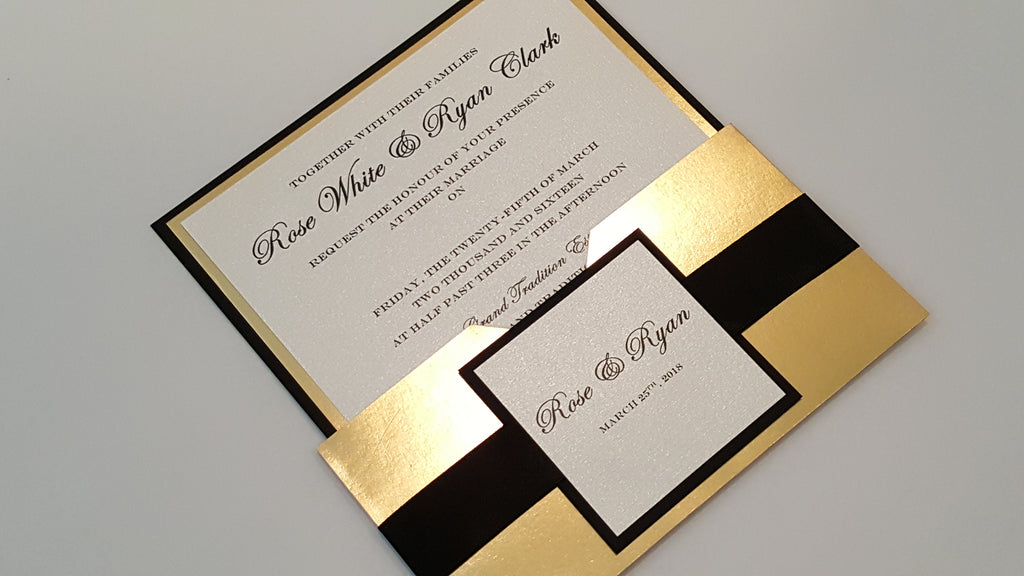 Gold Sleeve Pocket Wedding Invitation