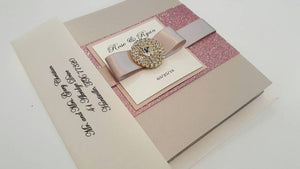 Nude/ Blush Jeweled Marriage Announcement