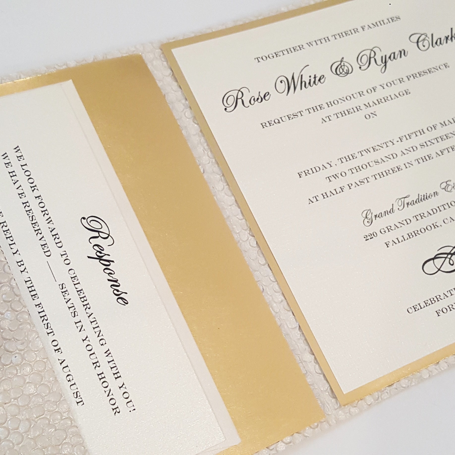 Ivory Gold Mirror Pocketfold Wedding Invitation Suite l Foil l Complete Wedding Invitation Suite in Ivory