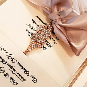 Luxury Rose Gold Rhinestone Wedding Card | Rosegold Stationary