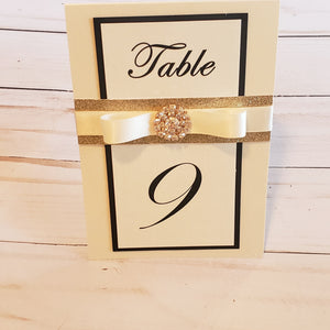 No-shed Gold Black Ivory Embellished Glitter Table Numbers