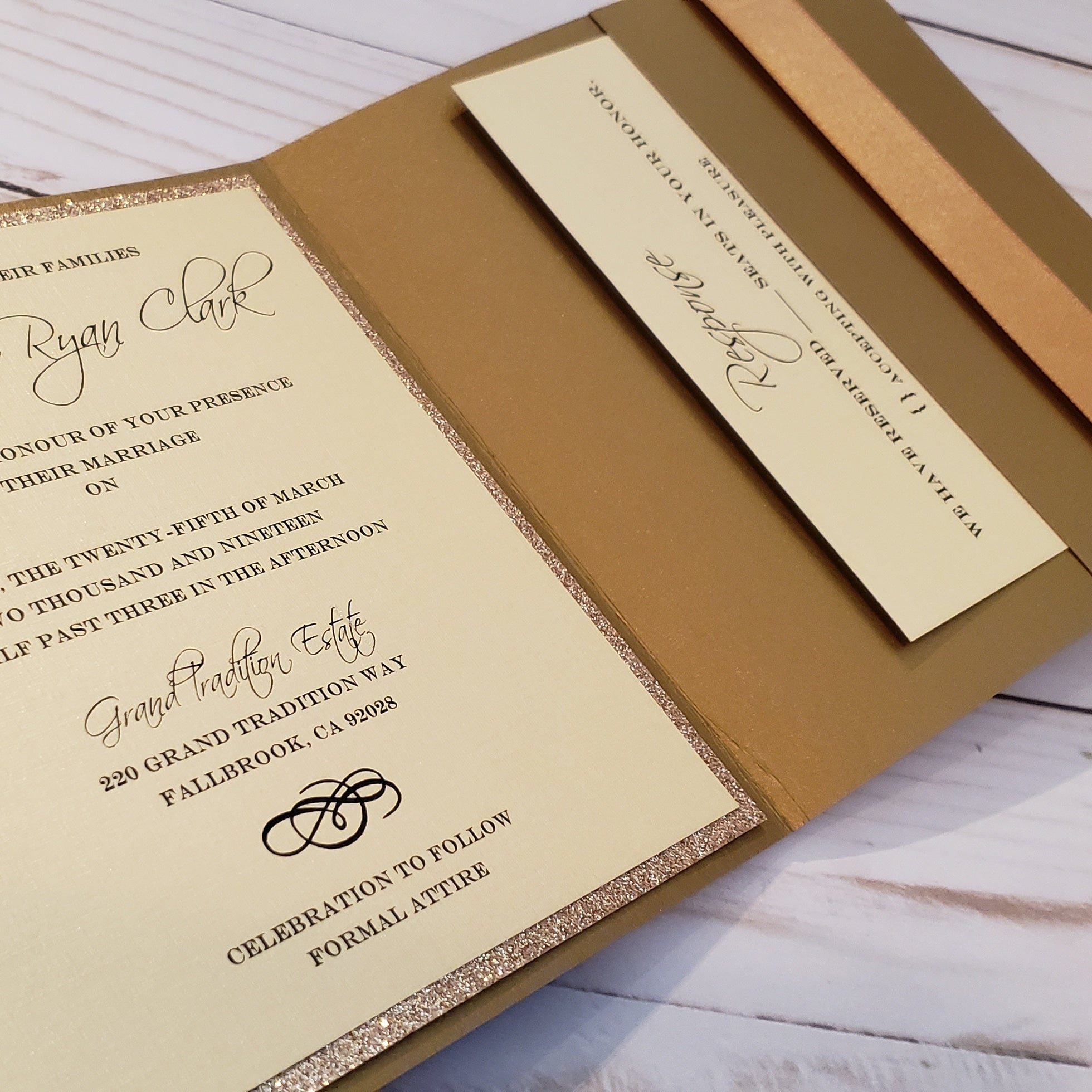 Gold Glitter Wedding Invite