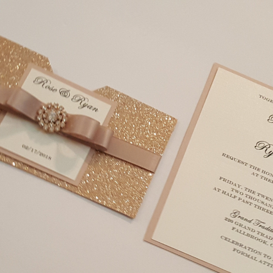 invitation card sleeves Opulent Byzantine Rose Gold Wedding Invitation Suite (SLEEVE VERSION) – Ink and Love