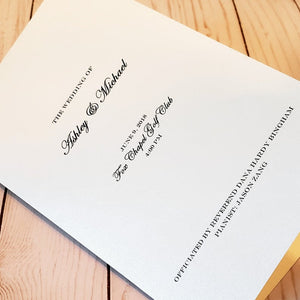 Classic Wedding Ceremony Programs. Printed in a Gorgeous linen paper -4 sided