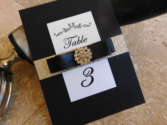 No-shed Embellished Glitter Table Numbers